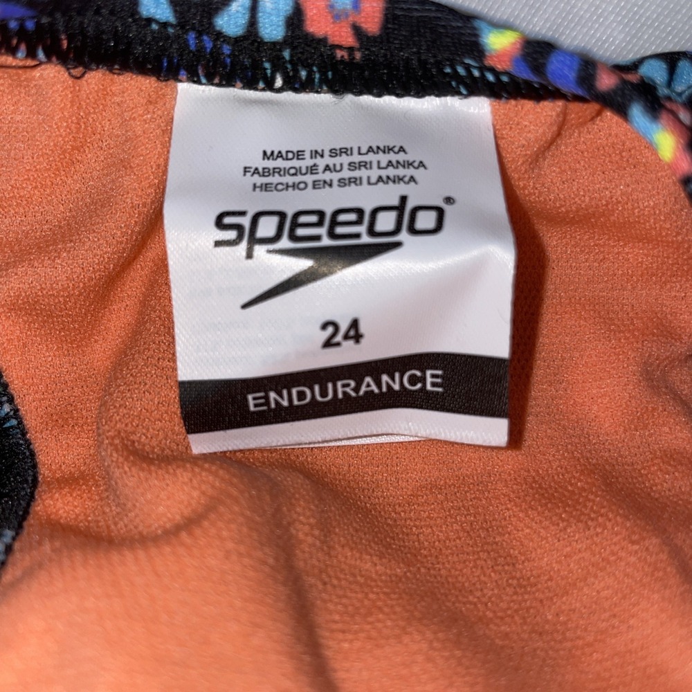 SPEEDO TURNZ Blue Floral Printed One Pc Back - Speedo Endurance Lite- Size 24 - Picture 4 of 5